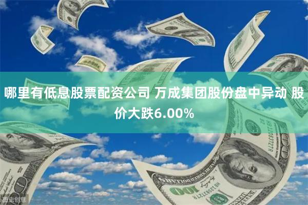 哪里有低息股票配资公司 万成集团股份盘中异动 股价大跌6.00%